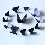 3D butterflies with magnet, house or event decorations, set of 12 pieces, black color, A14